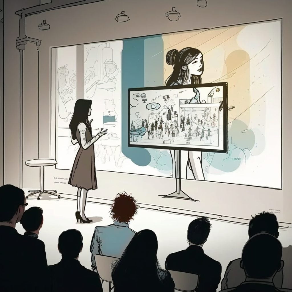 a group of people in a room