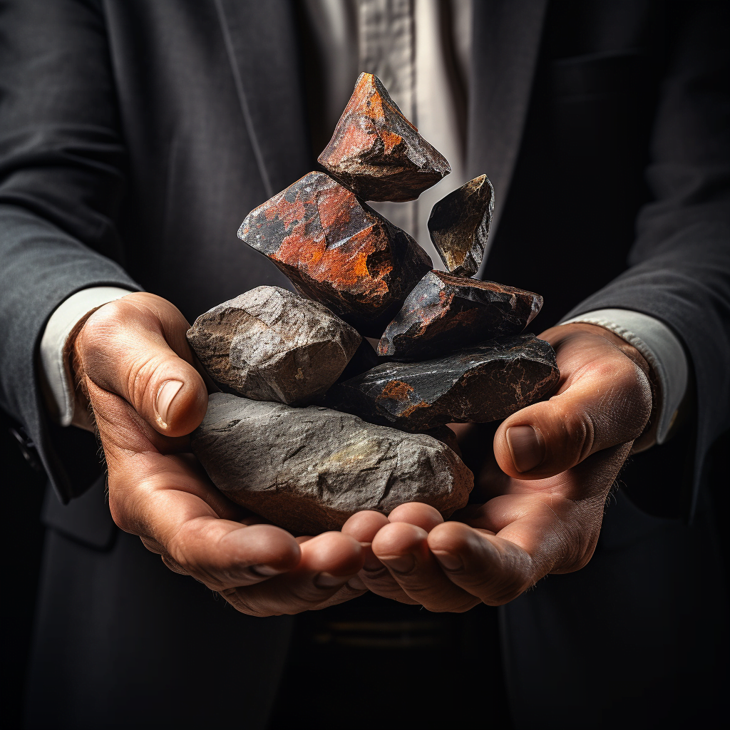 a person holding rocks in their hands