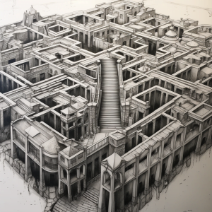Line art representing that Prototyping can feel like navigating a moving maze