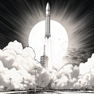 A rocket launch depicting: Launching successful agile transformations takes a lot of energy!